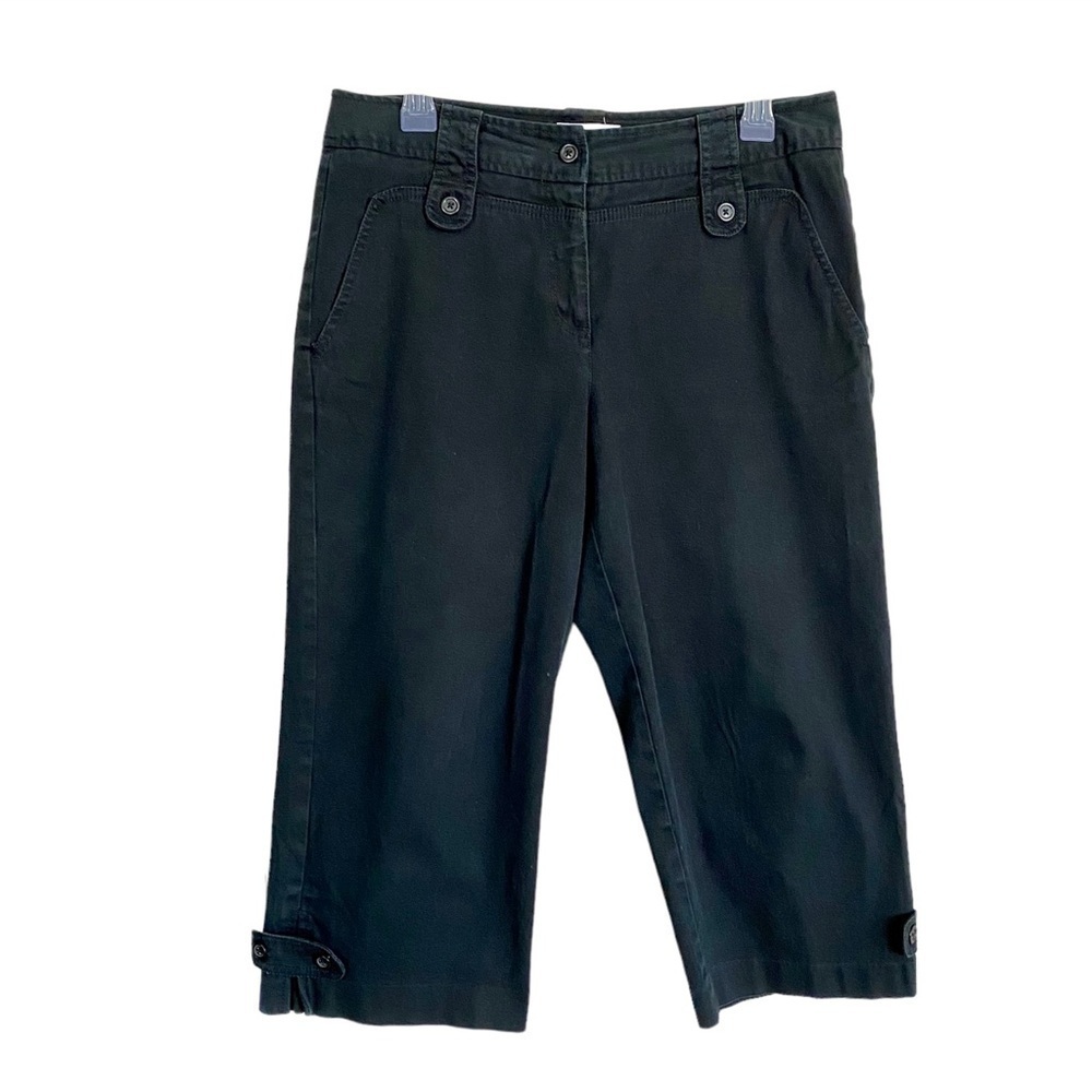 Black Cropped Cotton Pants Capri Size 10